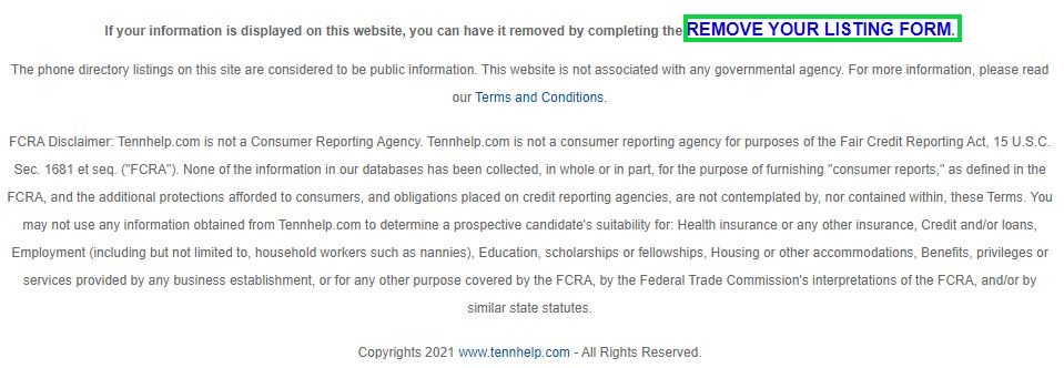 TennHelp.com opt out remove your listing