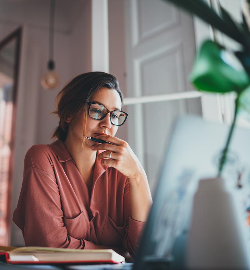 Woman looking at online arrest records