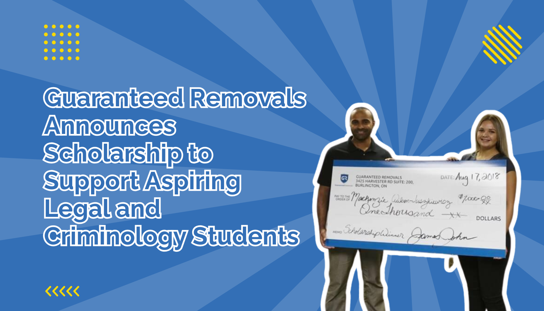 Guaranteed Removals Announces Scholarship to Support Aspiring Legal and Criminology Students