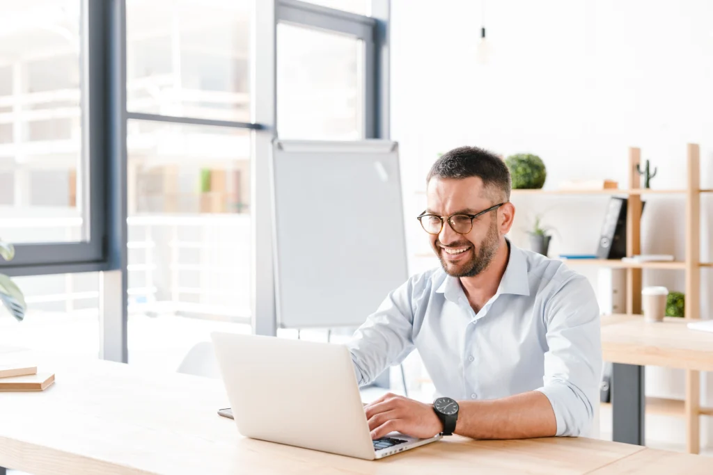 man working on a laptop
