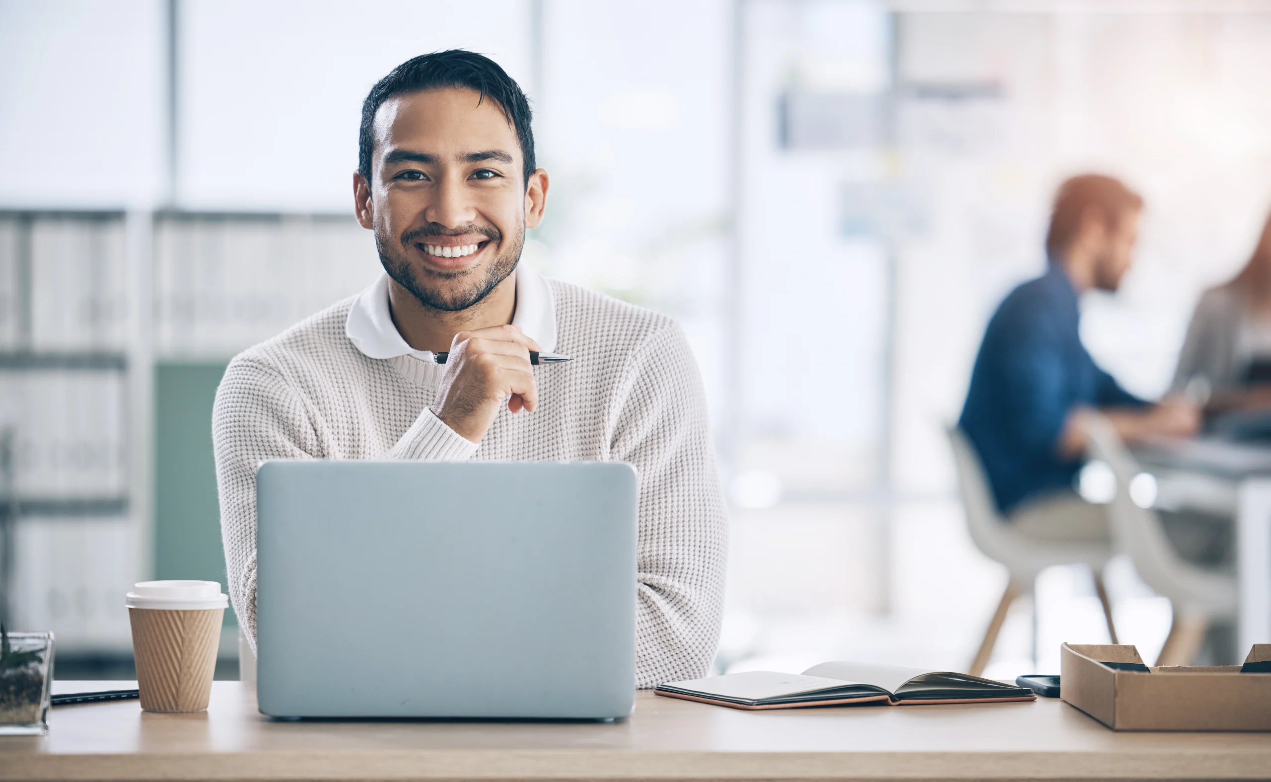 man working at a laptop